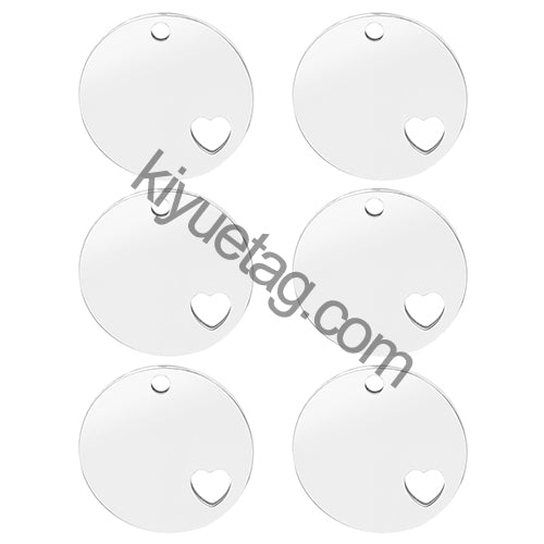 Wholesale 100Pcs Dog ID Tag Stainless Steel Blank Round Engraved Cat Name NO. Heart Accessories Cards Pendant Quality Necklace