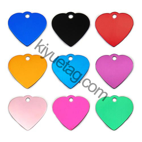 100Pcs/Set New Heart Dog ID Tags Aluminum Pendant