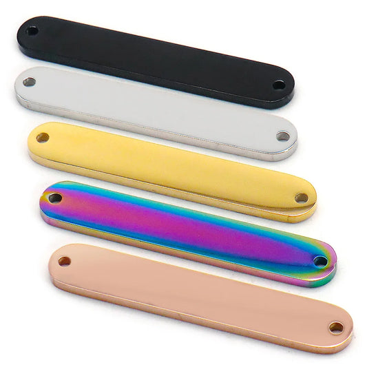 Wholesale 100Pcs Pet Id Tag Mirror Polish Stainless Steel Rectangle Personalised Stamping Blank Bar Charm Anti-lost For DIY NAME