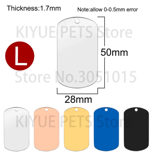 100Pcs Dog Id Tags Medal Engraving Name Kitten Puppy Stainless Steel Tube Accessories Personalized Address Cat Necklace Chain