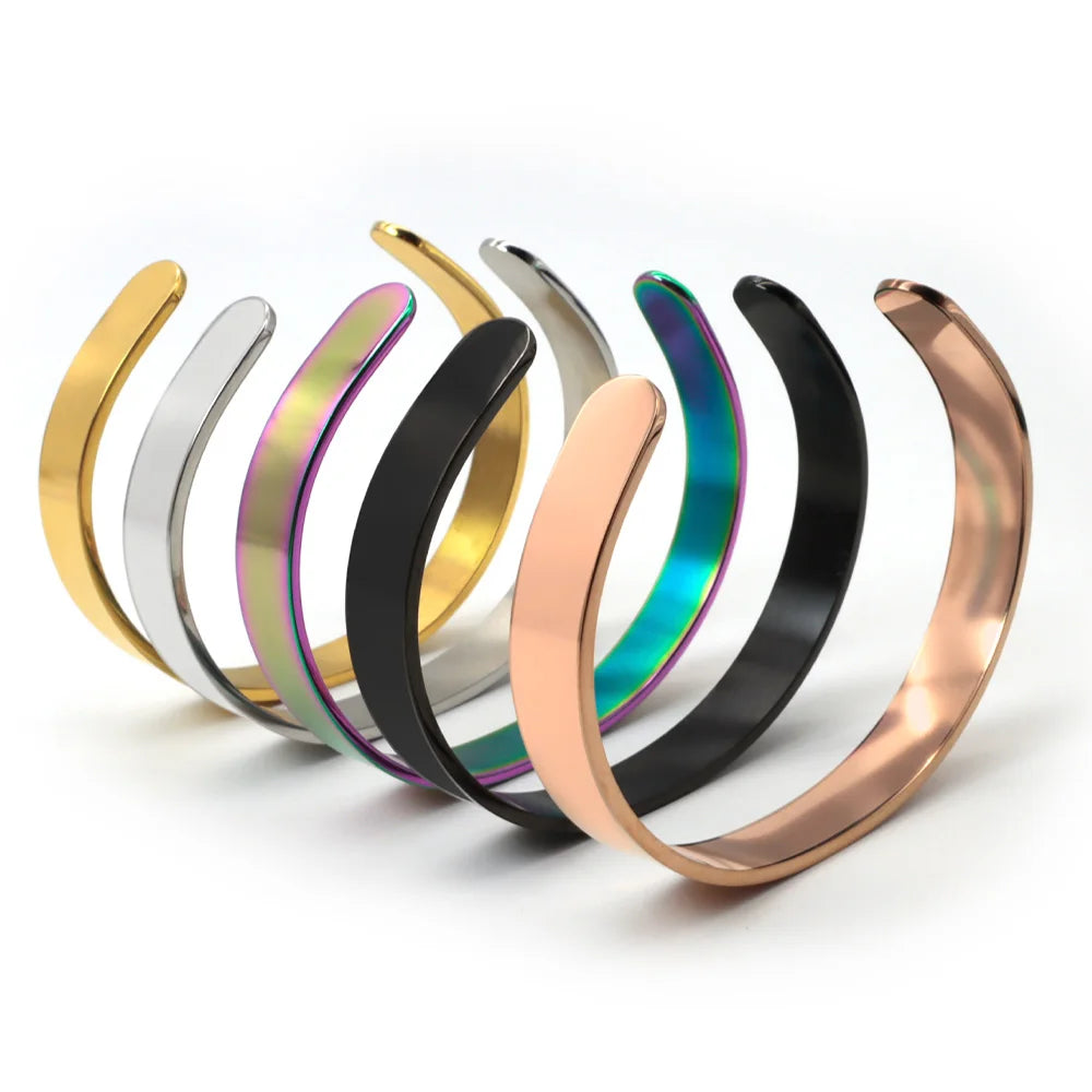 Wholesale 100Pcs 3/6/9mm 160mm Open Cuff Bangle Mirror Polishe Stainless Steel Rectangle CustomizedStrips Name ID Tag Accessorie