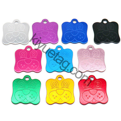 100Pcs/Set Dog Face Dog ID Tags Aluminum Pendant