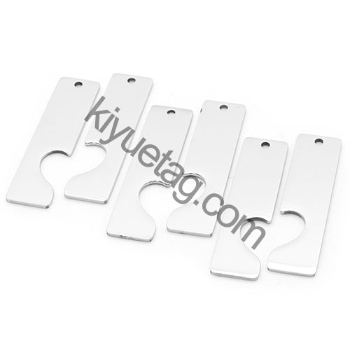 50/Pairs Custom Engravable Rectangular Stainless Steel Pendants Personalized Couple Keyring Charm Accessories