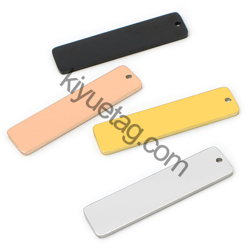 50PCS Engravable Flat Rectangular Stainless Steel Pendant Anti-Lost Key Ring Pendant Pet Dog Tag Accessories