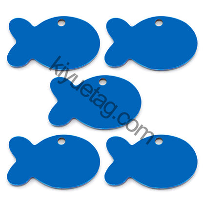 100PCS Personalized Pet ID Tag Fish Shape Stainless Steel Blank Engraved Pendant Accessories Key Ring Gift