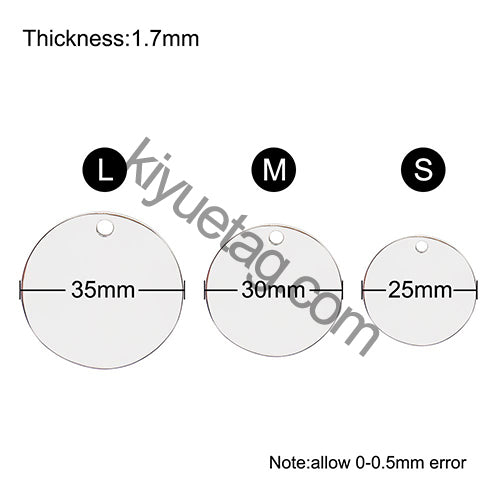 Engraved 100PCS Blank Stainless Steel Round ID Tag Pet Dog Metal Pendant Jewelry Necklace Nameplate Cat Accessoires