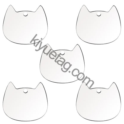 100Pcs Cat Id Tag Face Shape Lovey Pendant Collar Accessories Stainless Steel Dog Name Blank Metal Engraved Quality Neck