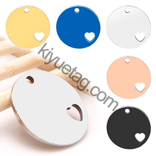 Wholesale 100Pcs Dog ID Tag Stainless Steel Blank Round Engraved Cat Name NO. Heart Accessories Cards Pendant Quality Necklace