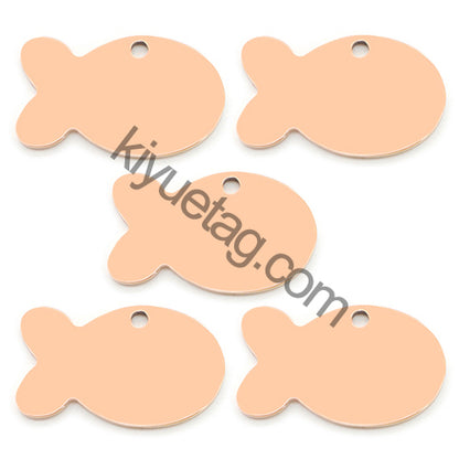 100PCS Personalized Pet ID Tag Fish Shape Stainless Steel Blank Engraved Pendant Accessories Key Ring Gift