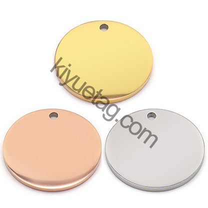100pcs/Lot Stainless Steel  Dog Id Tag  Necklace Blank Round Plate Stamping Tags  Custom Logo Charms Pet  DIY Jewelry