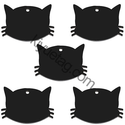 100PCS Personalized Cat Face Stainless Steel Dog Pet ID Tag Keychain Engraved Name Puppy Collar Metal Pendant Keyring Accessorie