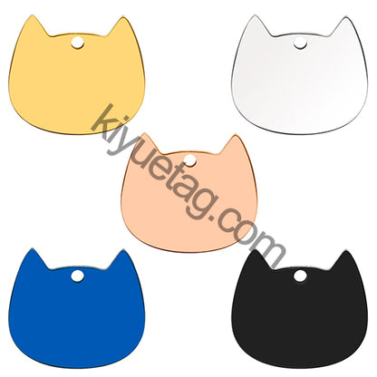 100Pcs Cat Id Tag Face Shape Lovey Pendant Collar Accessories Stainless Steel Dog Name Blank Metal Engraved Quality Neck