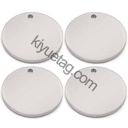 100pcs/Lot Stainless Steel  Dog Id Tag  Necklace Blank Round Plate Stamping Tags  Custom Logo Charms Pet  DIY Jewelry