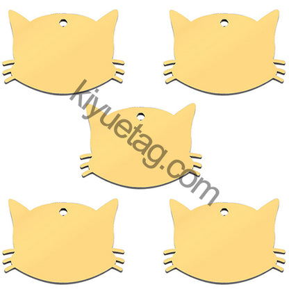 100PCS Personalized Cat Face Stainless Steel Dog Pet ID Tag Keychain Engraved Name Puppy Collar Metal Pendant Keyring Accessorie