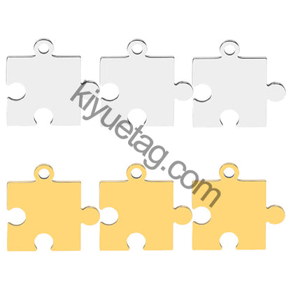 100pcs Dog Id Tag Stainless Steel Charms Jigsaw Puzzle Pendants Fashion Neckalce Couple Plate Jewelry Making Findings DIY