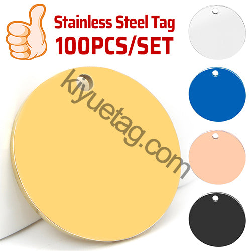 Engraved 100PCS Blank Stainless Steel Round ID Tag Pet Dog Metal Pendant Jewelry Necklace Nameplate Cat Accessoires