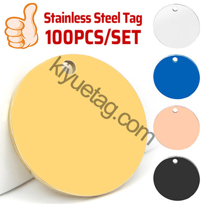 Engraved 100PCS Blank Stainless Steel Round ID Tag Pet Dog Metal Pendant Jewelry Necklace Nameplate Cat Accessoires