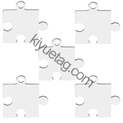 100pcs Dog Id Tag Stainless Steel Charms Jigsaw Puzzle Pendants Fashion Neckalce Couple Plate Jewelry Making Findings DIY
