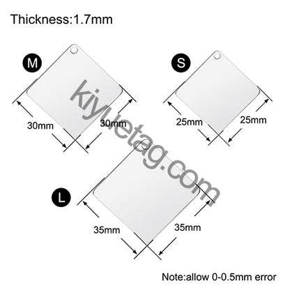 Wholesale 100Pcs Stainless Steel NamePlate Military Pet Square Pendant Tag For Man DIY Charm Jewelry Findings Dog ID