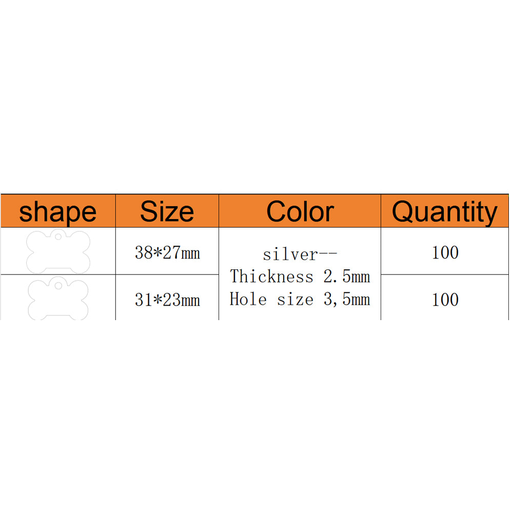 Customize 200Pcs Blank Silver Stainless Steel Tags