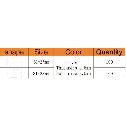 Customize 200Pcs Blank Silver Stainless Steel Tags