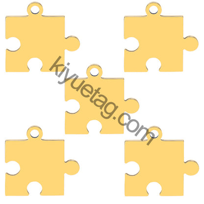 100pcs Dog Id Tag Stainless Steel Charms Jigsaw Puzzle Pendants Fashion Neckalce Couple Plate Jewelry Making Findings DIY