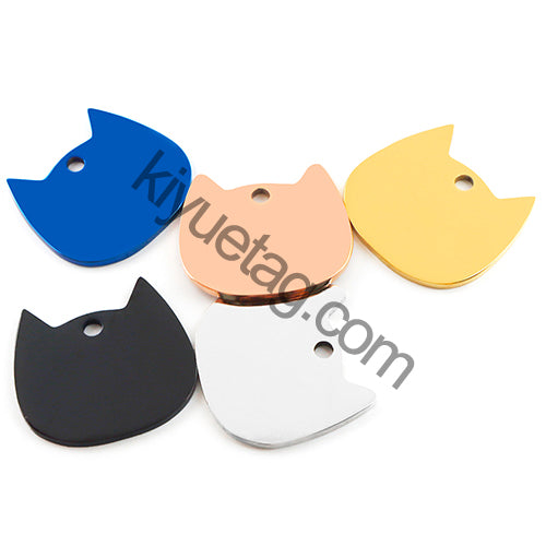 100Pcs Cat Id Tag Face Shape Lovey Pendant Collar Accessories Stainless Steel Dog Name Blank Metal Engraved Quality Neck