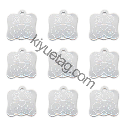100Pcs/Set Dog Face Dog ID Tags Aluminum Pendant