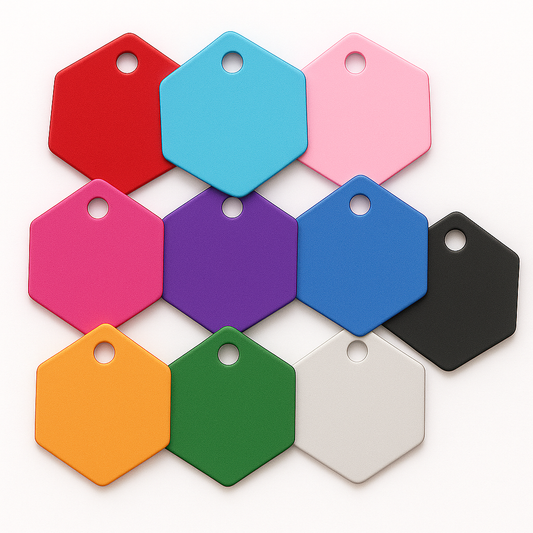 Wholesale 100Pcs Anodizing Aluminum Hexagon Keychian Tag Dog ID Tag