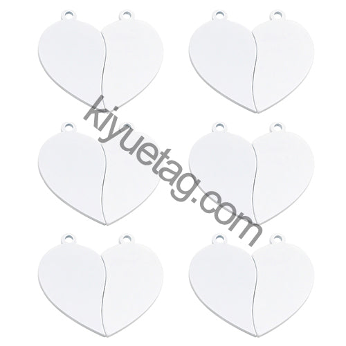 50Pairs/lot Necklace Pendant Mirror Stainless Steel Broken Heart Tag Couple Bracelet Charms Plate for Jewelry Making