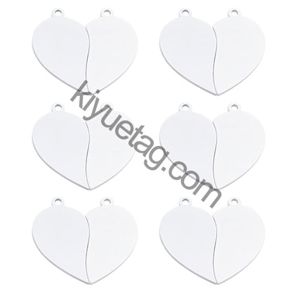 50Pairs/lot Necklace Pendant Mirror Stainless Steel Broken Heart Tag Couple Bracelet Charms Plate for Jewelry Making
