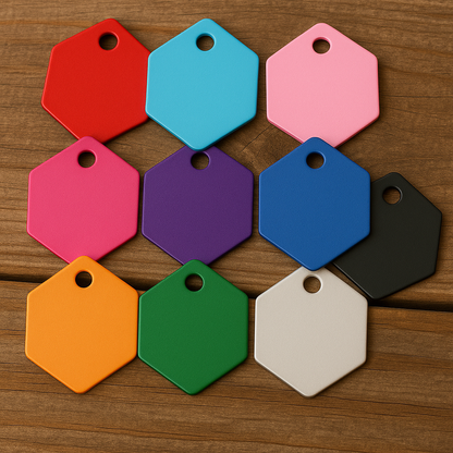Wholesale 100Pcs Anodizing Aluminum Hexagon Keychian Tag Dog ID Tag