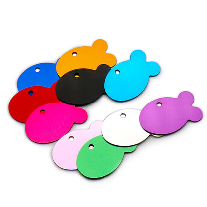 100Pcs/Set Fish Dog ID Tags Aluminum Pendant