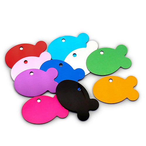 100Pcs/Set Fish Dog ID Tags Aluminum Pendant