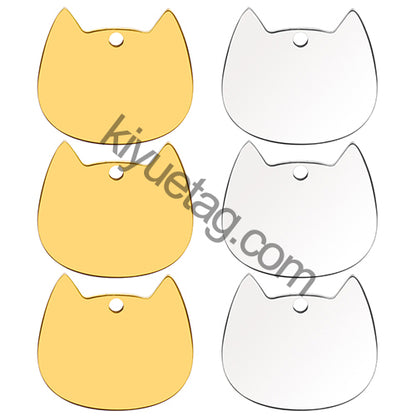 100Pcs Cat Id Tag Face Shape Lovey Pendant Collar Accessories Stainless Steel Dog Name Blank Metal Engraved Quality Neck