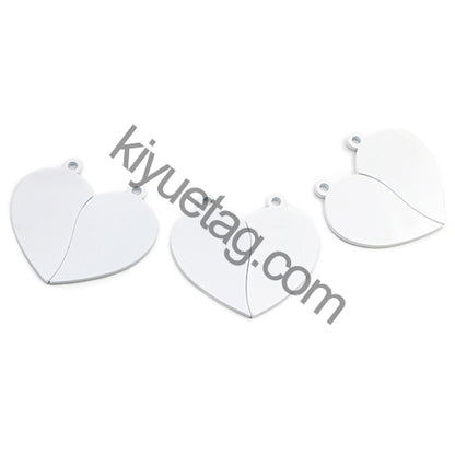50Pairs/lot Necklace Pendant Mirror Stainless Steel Broken Heart Tag Couple Bracelet Charms Plate for Jewelry Making