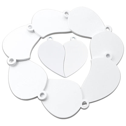 50Pairs/lot Necklace Pendant Mirror Stainless Steel Broken Heart Tag Couple Bracelet Charms Plate for Jewelry Making