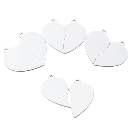 50Pairs/lot Necklace Pendant Mirror Stainless Steel Broken Heart Tag Couple Bracelet Charms Plate for Jewelry Making