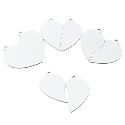 50Pairs/lot Necklace Pendant Mirror Stainless Steel Broken Heart Tag Couple Bracelet Charms Plate for Jewelry Making