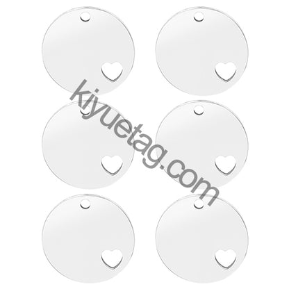 Wholesale 100Pcs Dog ID Tag Stainless Steel Blank Round Engraved Cat Name NO. Heart Accessories Cards Pendant Quality Necklace