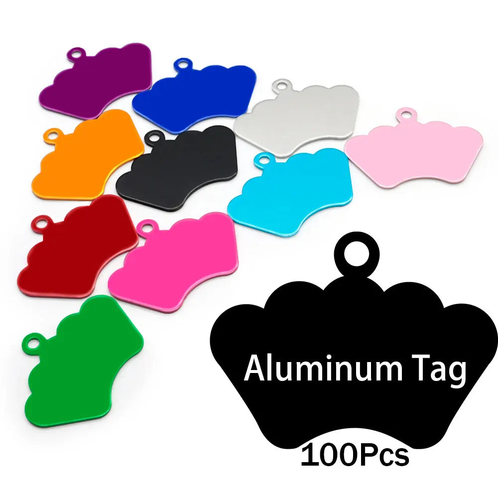 Wholesale 100Pcs Name Personalized Dog Id Tag Pendant Keychain  identity Card Nameplate Laser Engraving Aluminum Anodized Dog ID