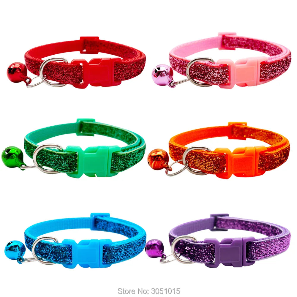 wholesale 100Pcs Adjustable Dog Collars Pet Collars With Bells Charm Necklace Collar For Little Dogs Cat Collars Pet Supplies