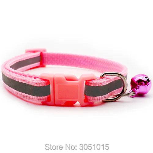 Wholesale 100Pcs Reflective Puppy Cat Collar Adjustable Lovely Dog Collars Pets Collars Dog Tag with Bells Pet Supplies