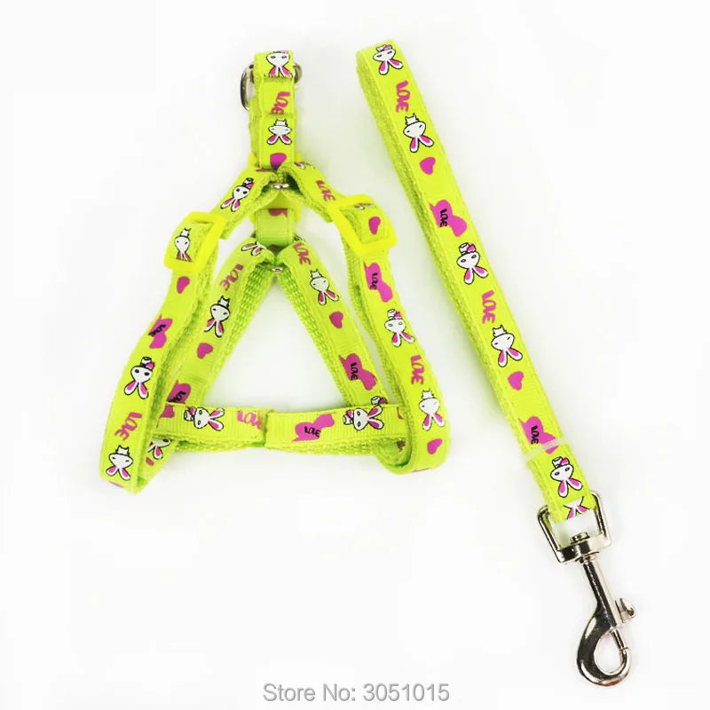 Wholesale 20 pcs Kitten Puppy  Safe Collar Pet Dog Leads Chest Straps  Adjustable Rabbit Cartoon Dog Harness with Leash Pet Shop