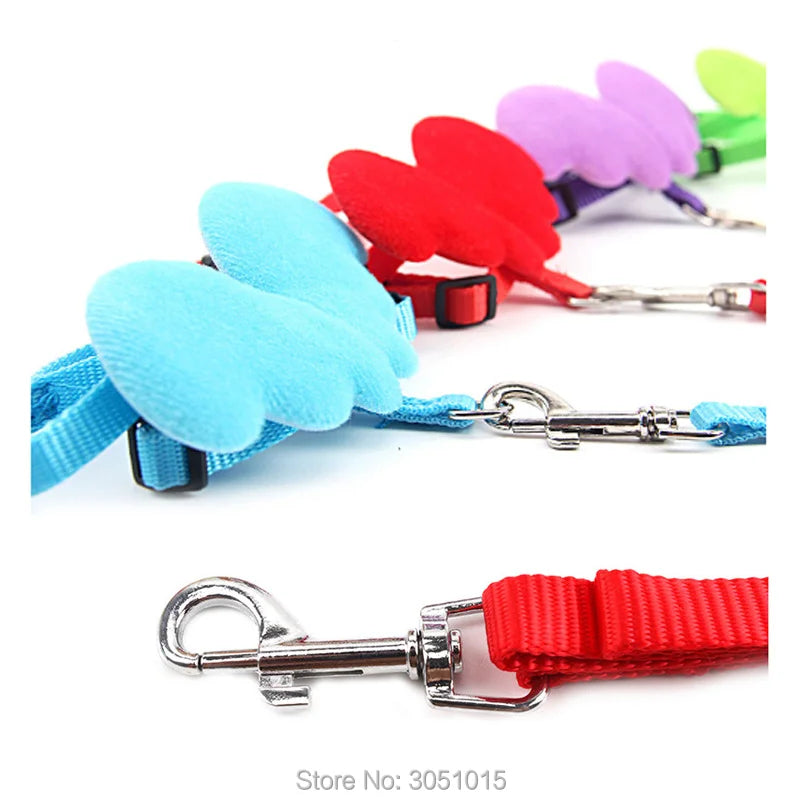 Wholesale 20Pcs Cute Angel Pet Dog Leashes Collars Puppy Leads for Small Dogs Cats Designer Wing Adjustable Dog Harness Pet id