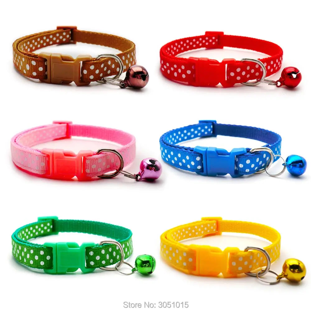 Wholesale 100Pcs Adjustable Small Pets Puppy Dog Dog Pet Glossy Reflective Cat Collar Safety Buckle Bell Strap Adjustable Strap