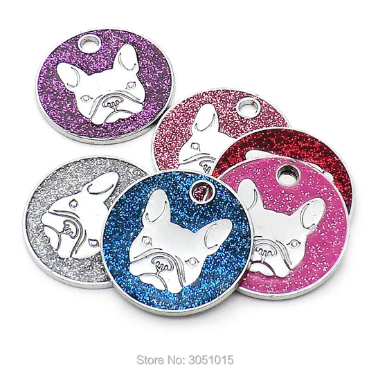 20pcs Personalized Dog Tags For Dog Engraved Puppy Cat ID Name Collar DIY Dog plate Accessori Tag face heard Shape Pets Pendant