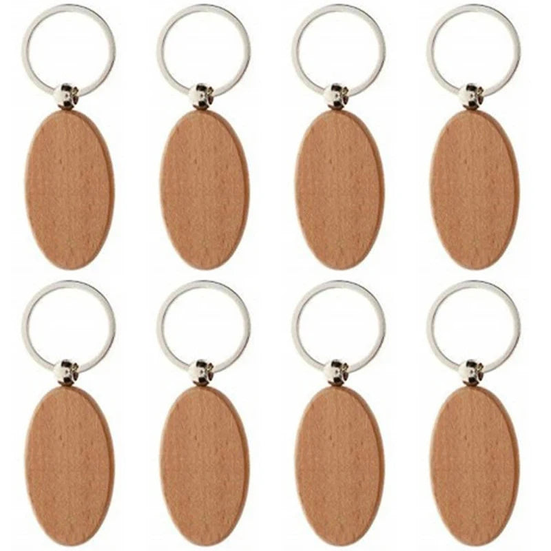 Wholesale 100pcs Wood Key Chain Blank Tags Personalized Dog ID Tags Keychains Customized Tag Custom Engraved Logo Name ID Tag