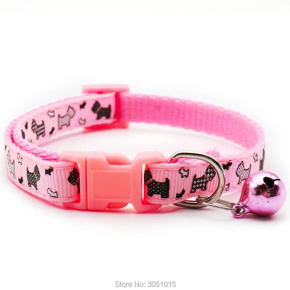 Wholesale 100Pcs Small Cats Dog Collars With Bell Cat Pet Collar can Adjustable Dog Puppy Bling Prints Accessorie pet shop