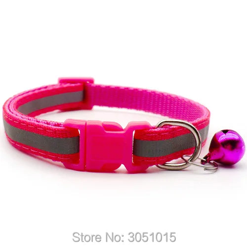 Wholesale 100Pcs Reflective Puppy Cat Collar Adjustable Lovely Dog Collars Pets Collars Dog Tag with Bells Pet Supplies